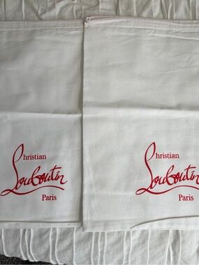 Christian Louboutin White Dust Bags with Red Logo Set with pair of white laces